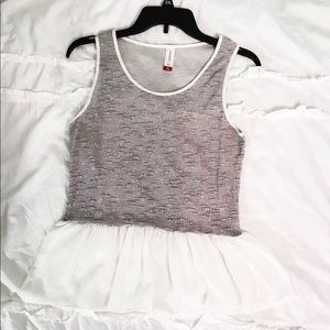 Cute silver and white peplum tank
